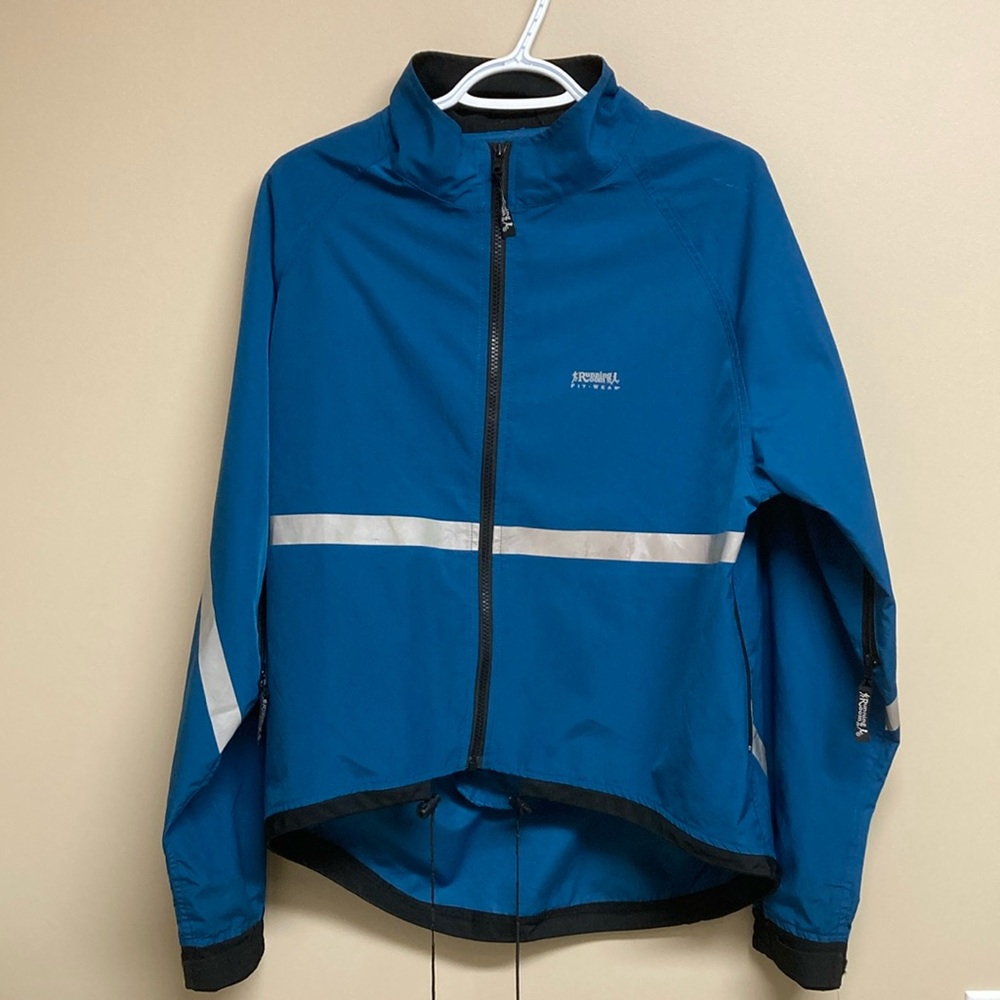 Blue Running Room Jacket with Reflective Stripes